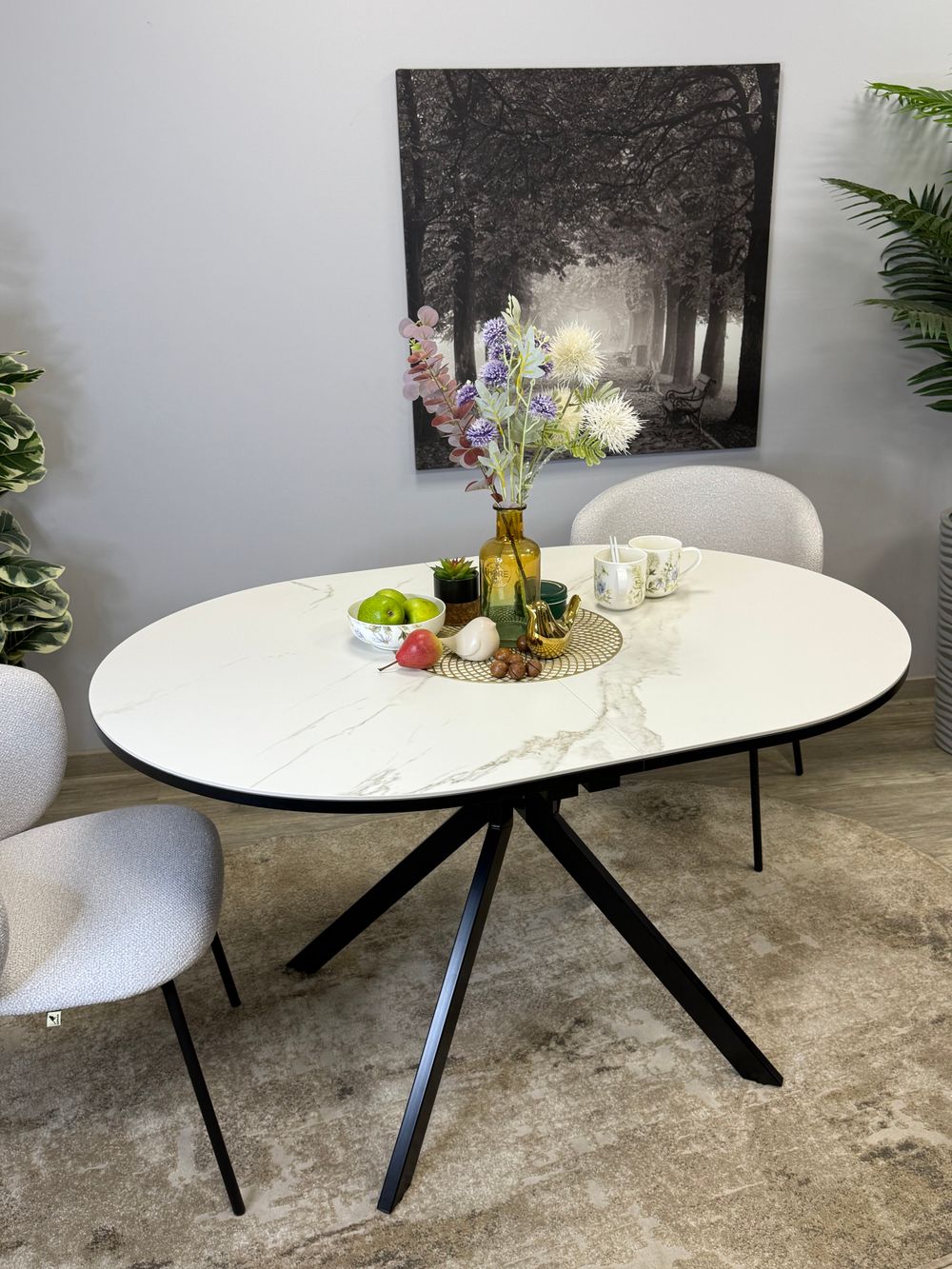 Стол KENNER DO1300 черный/керамика белая