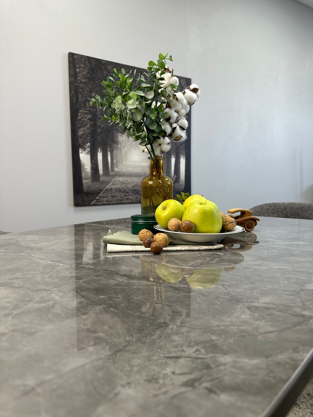 Стол DF1250 черный/керамика серая глянец