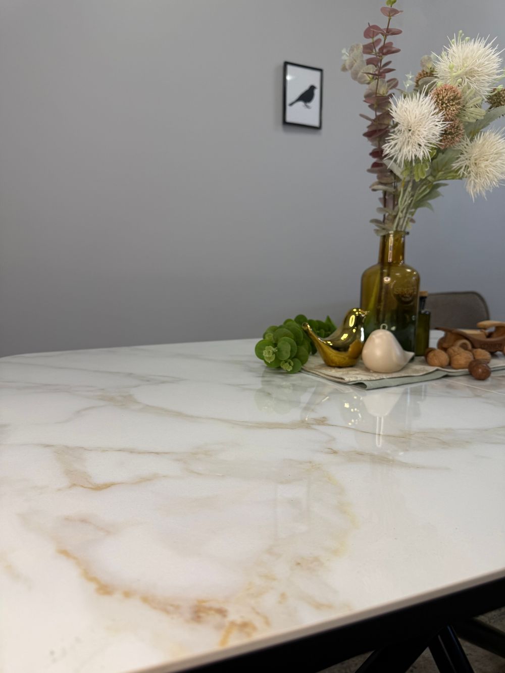 Стол DF1250 черный/керамика белая глянец