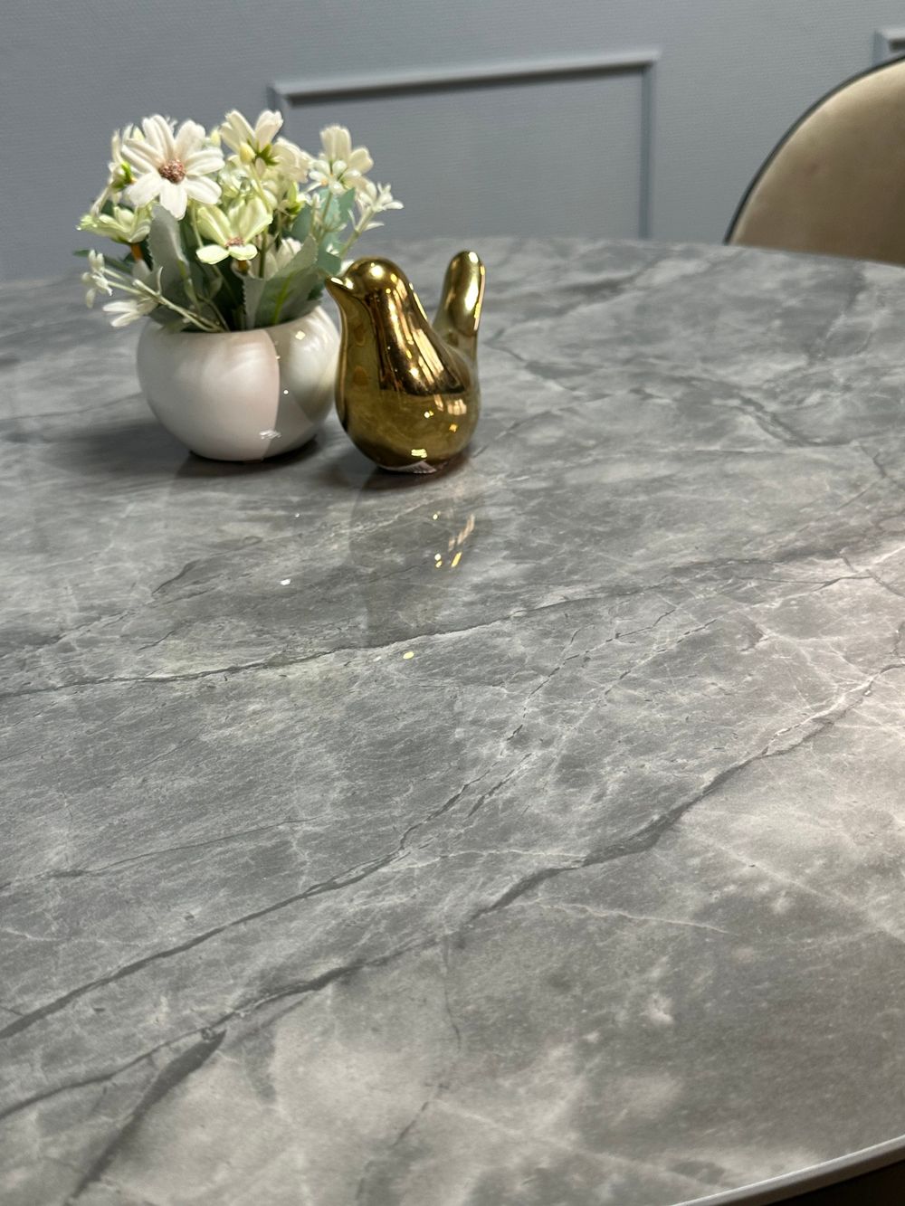 Стол KENNER RR900 черный/керамика мрамор серый глянец