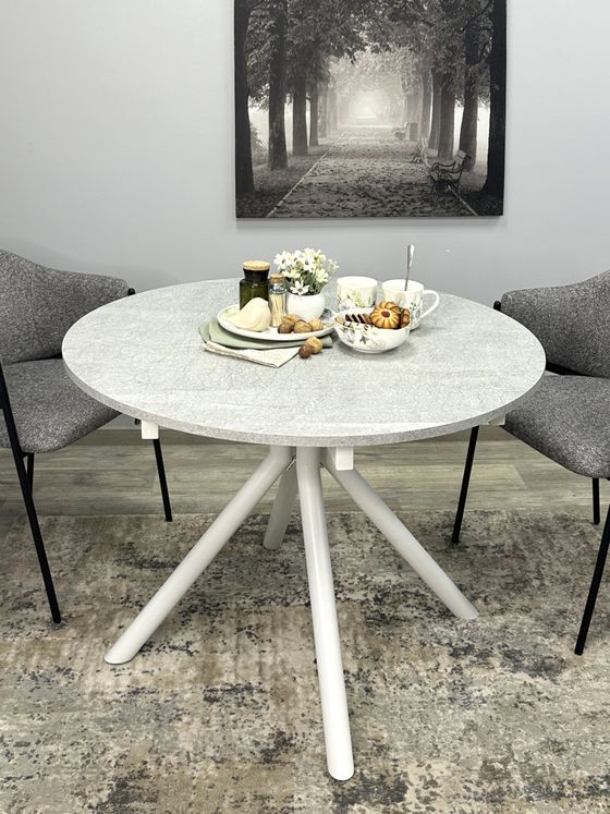 Стол KENNER AR1000 белый/мрамор светло-серый