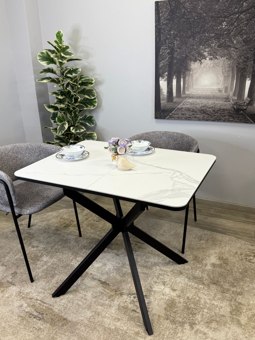 Стол Kenner BK1000, черный/керамика GLORIA WHITE