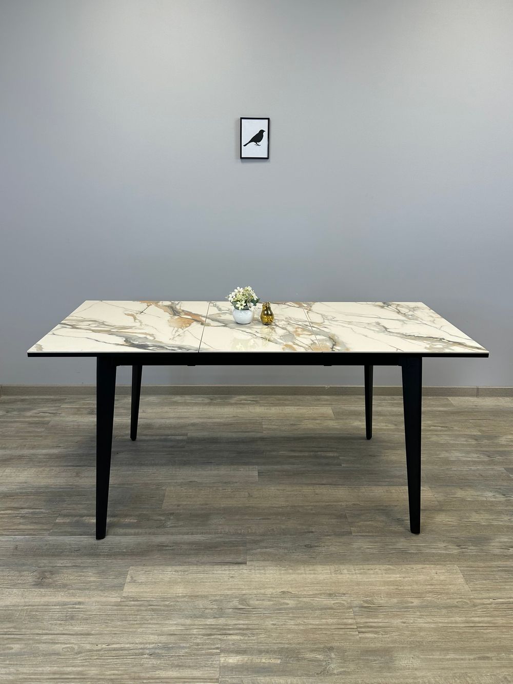 Стол KENNER KR1200 черный/керамика мрамор золотой глянец