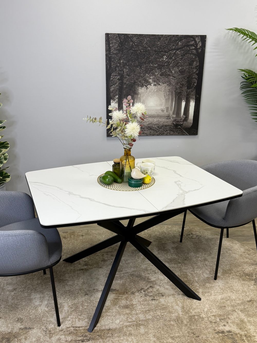 Стол KENNER BR1200 черный/керамика белая