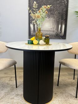 Стол Kenner LD900, черный/керамика мрамор белый глянец