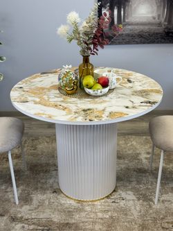 Стол KENNER LD1000 белый/керамика мрамор золотой глянец