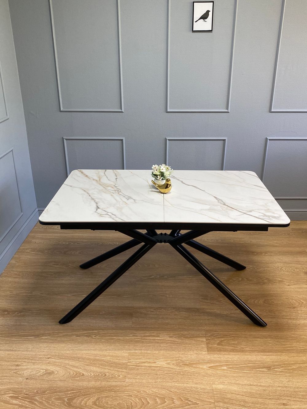 Стол KENNER DC1300 черный/керамика мрамор золотой