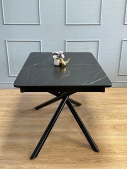 Стол KENNER DK1200 черный/керамика мрамор черный