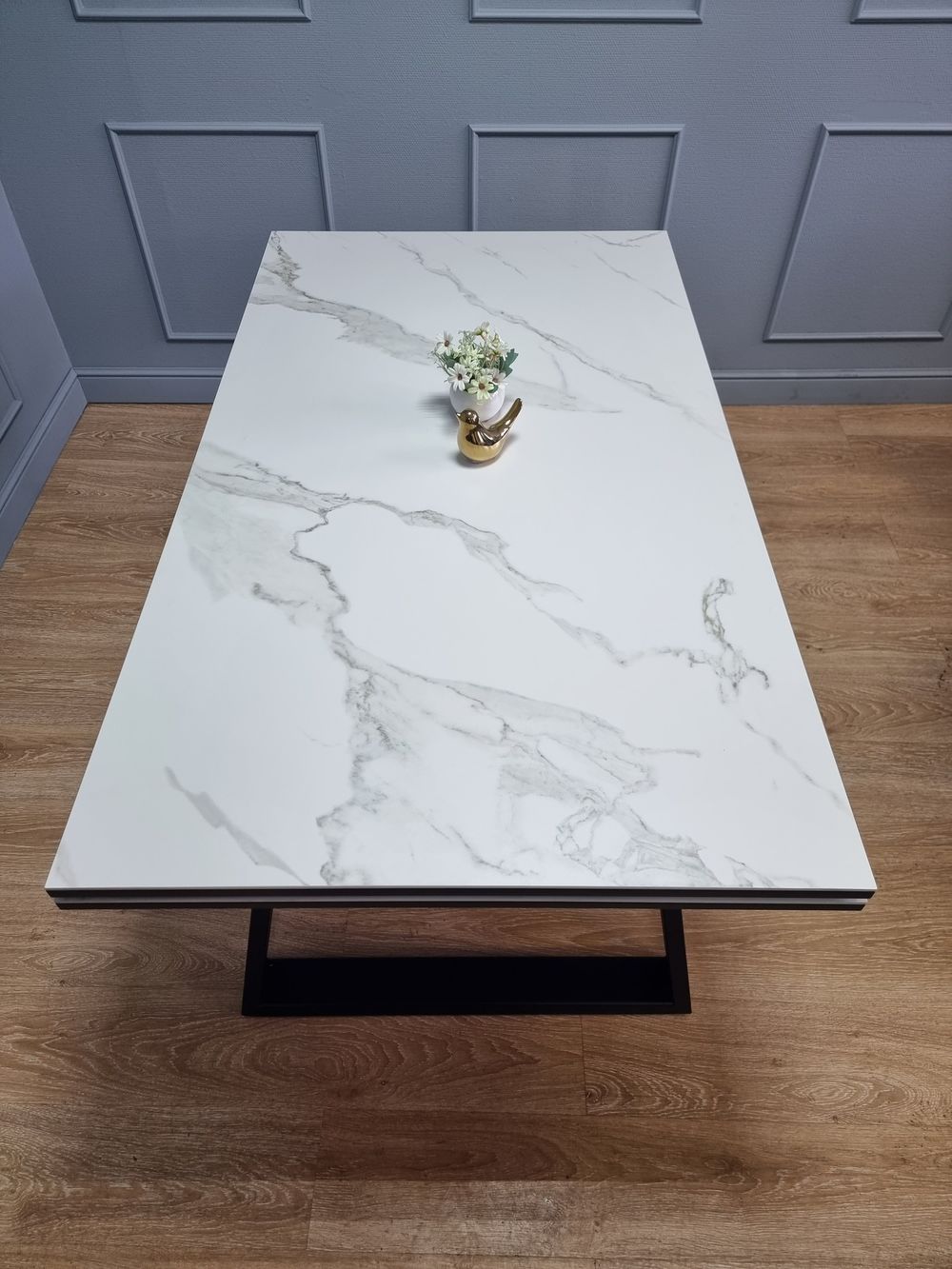 Стол KENNER ML1400 черный/керамика мрамор белый