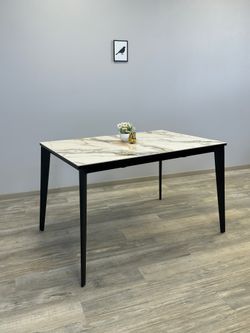 Стол KENNER KR1200 черный/керамика мрамор золотой глянец