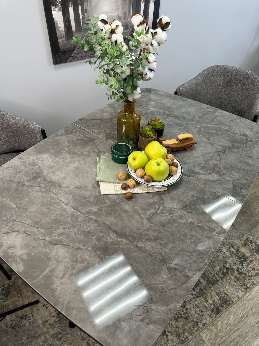 Стол DF1250 черный/керамика серая глянец