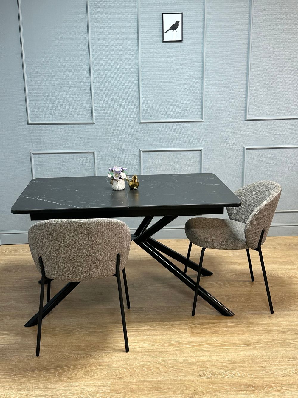 Стол KENNER DC1300 черный/керамика мрамор черный