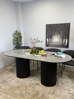 Стол KENNER LD2000 черный/керамика мрамор серый