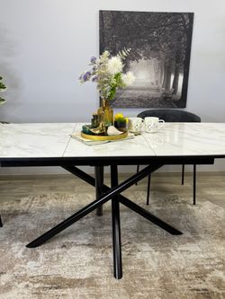 Стол KENNER DF1550 черный/керамика белая глянец