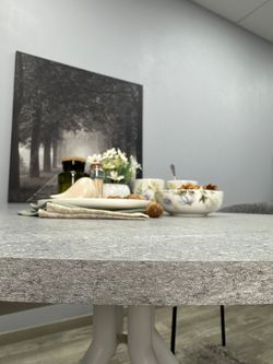 Стол KENNER AR1000 белый/мрамор светло-серый