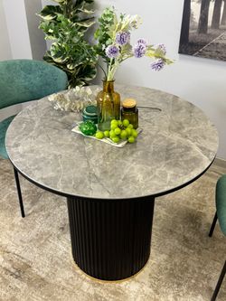 Стол Kenner LD900, черный/керамика мрамор серый глянец