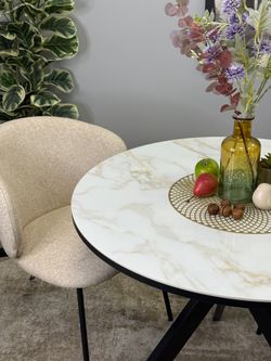 Стол KENNER RR900 черный/керамика мрамор белый глянец