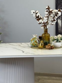 Стол KENNER LD2000 белый/керамика мрамор золотой