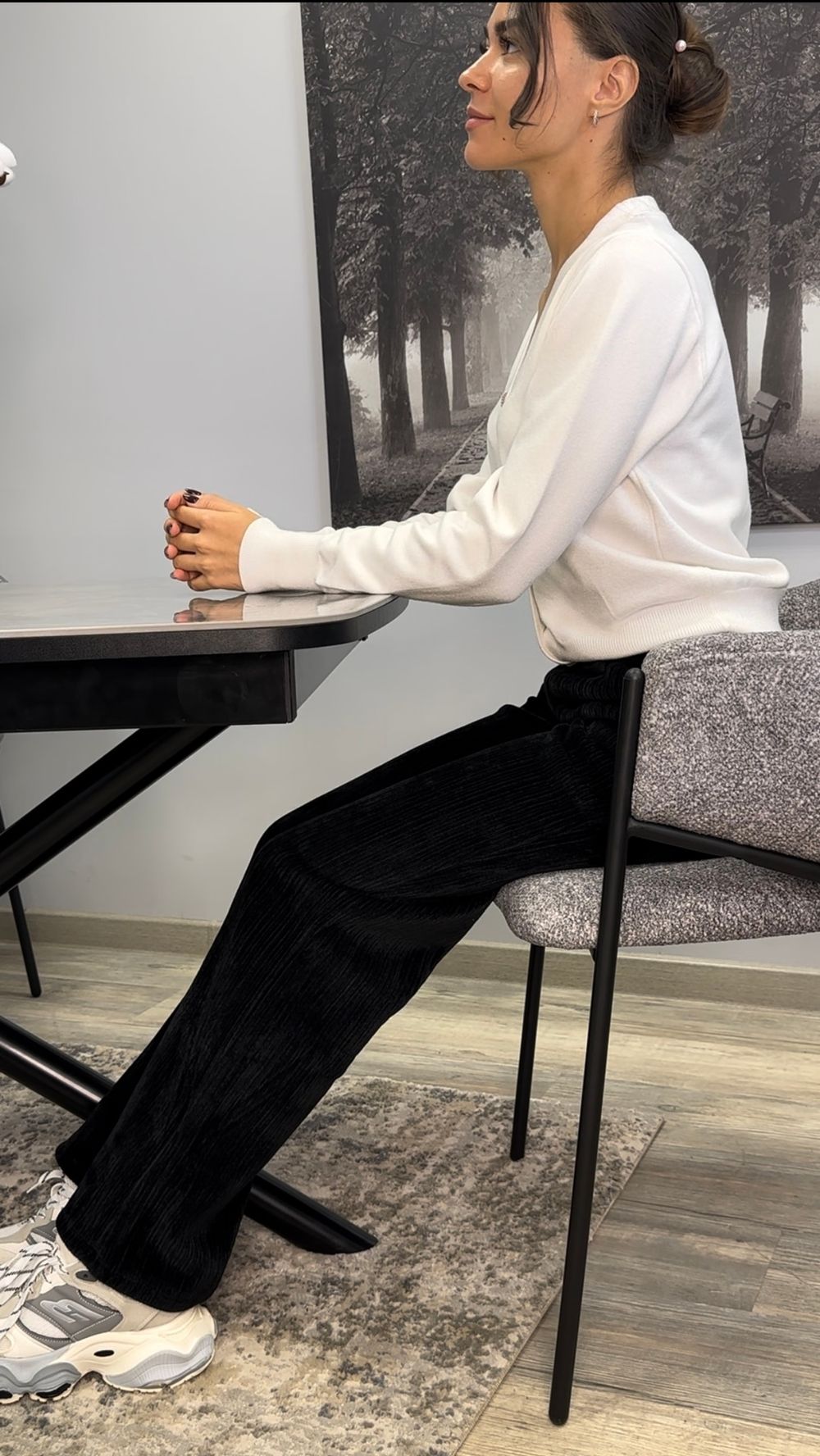 Стол DF1250 черный/керамика серая глянец