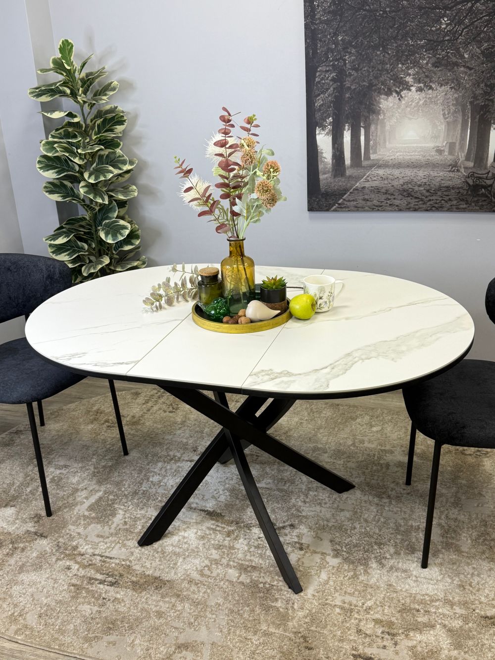 Стол Kenner R1000, черный/керамика TOP ALPINE WHITE арт.170118