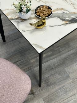 Стол KENNER KR1200 черный/керамика мрамор золотой глянец