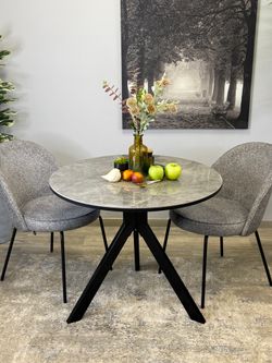 Стол KENNER RR900 черный/керамика мрамор серый глянец