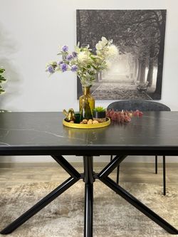 Стол KENNER DM1550 черный/керамика черная