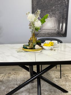 Стол KENNER DF1550 черный/керамика белая глянец