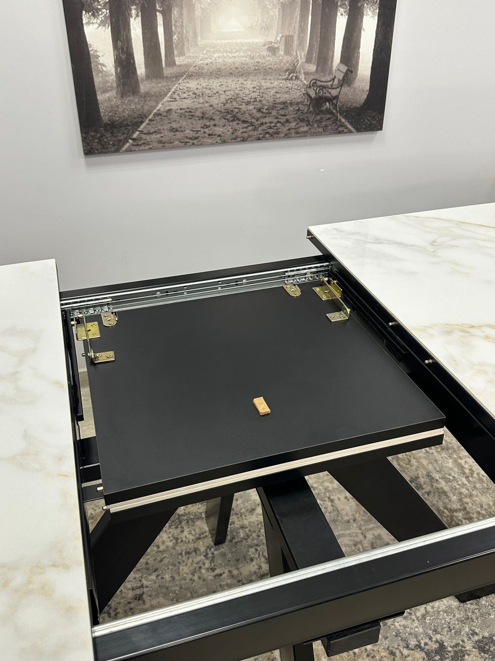 Стол DL1300 черный/керамика белая глянец