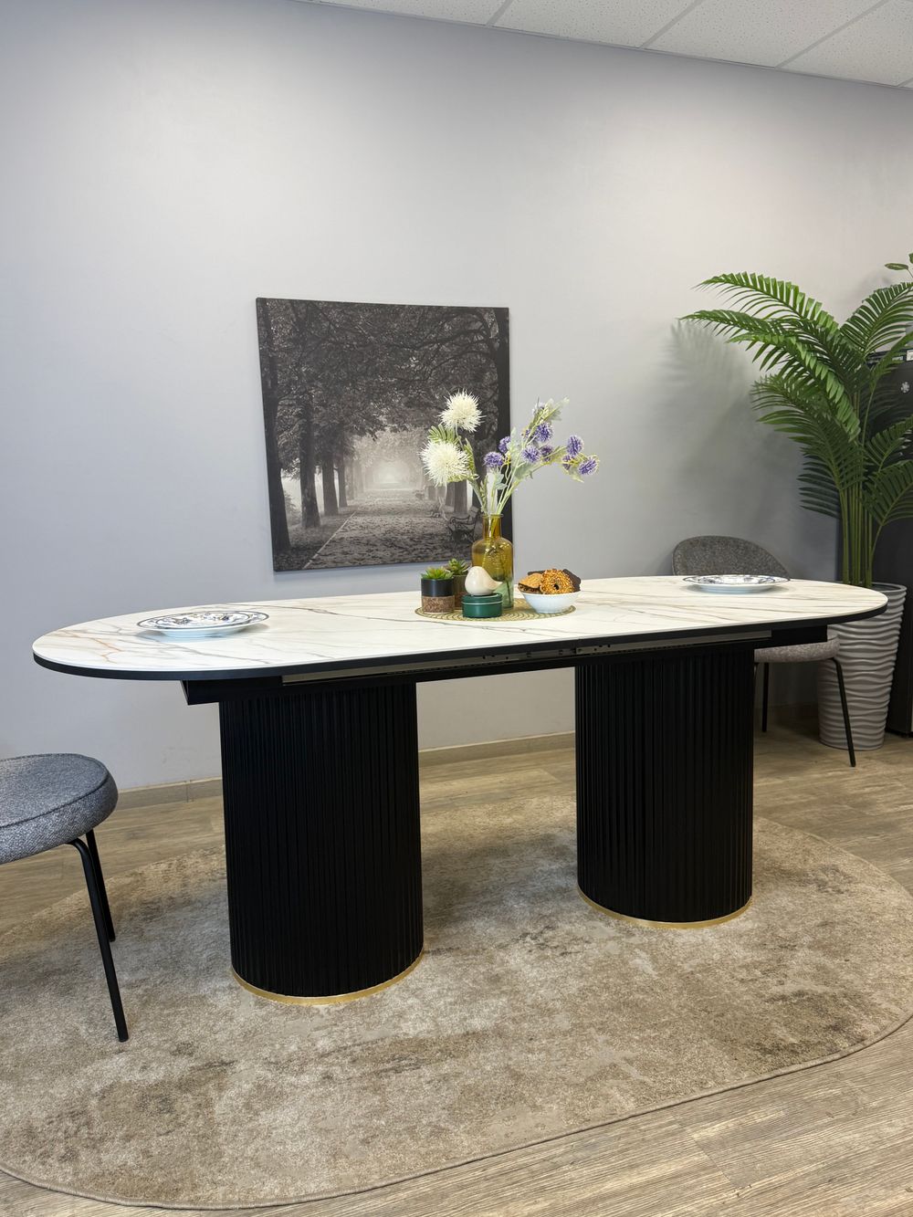 Стол KENNER LDs2000 черный/керамика LARKA GRAY