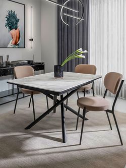 Стол KENNER DK1200 черный/керамика мрамор золотой