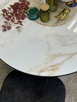 Стол Kenner R1100s, черный/керамика мрамор белый глянец