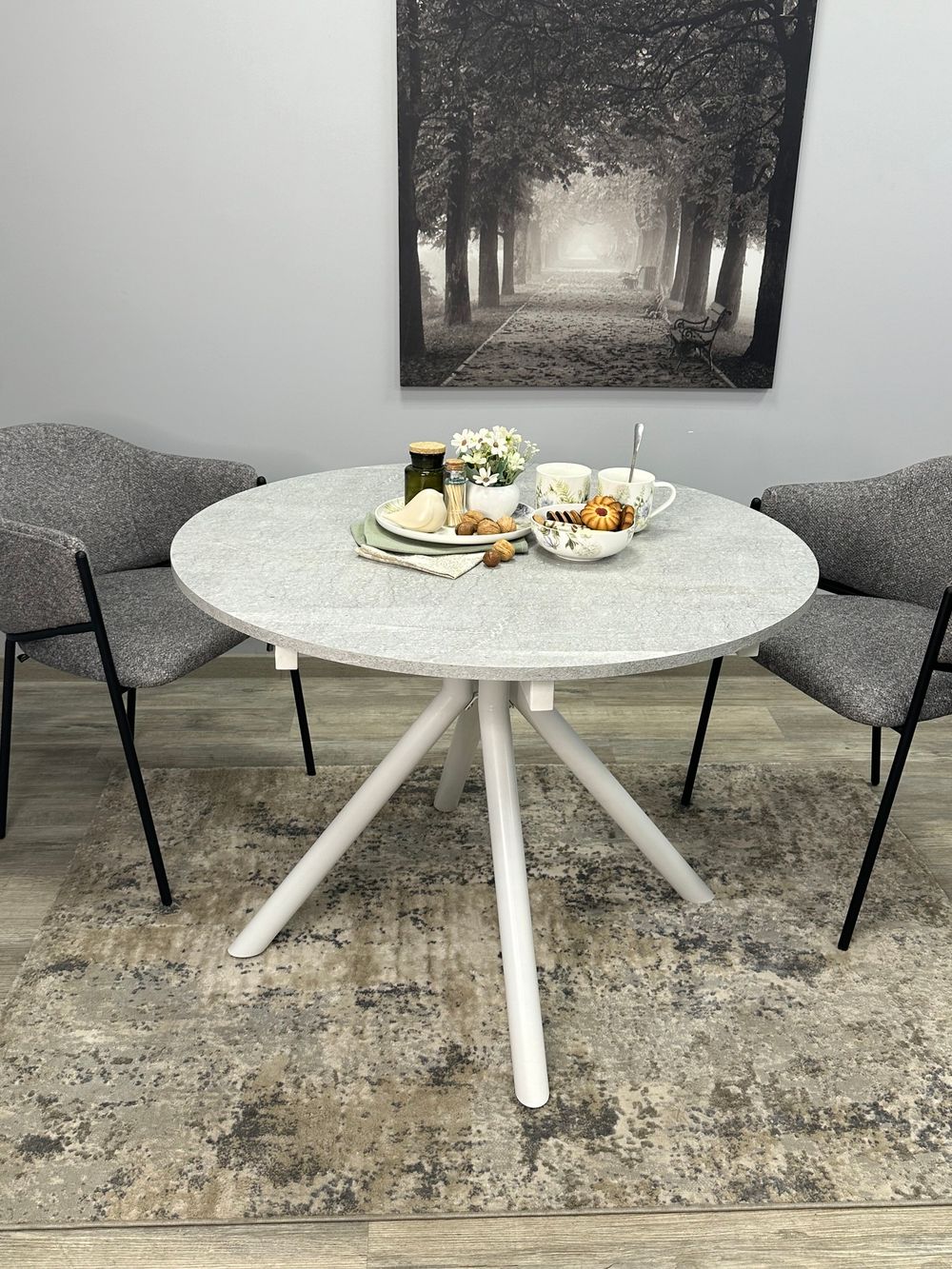 Стол KENNER AR1000 белый/мрамор светло-серый