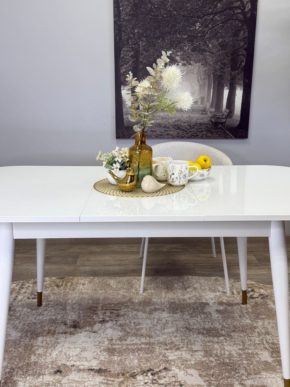 Стол KENNER 1300K белый/стекло белое глянец