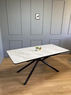 Стол KENNER DC1300 черный/керамика мрамор золотой