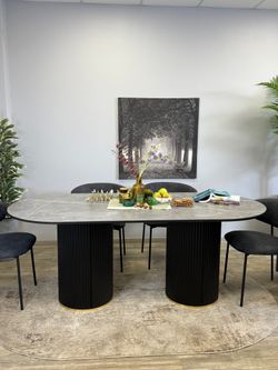 Стол KENNER LD2000 черный/керамика мрамор серый