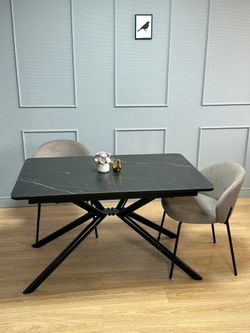 Стол KENNER DC1300 черный/керамика мрамор черный