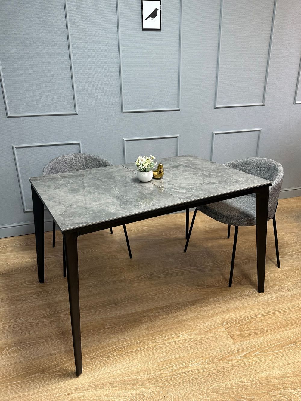 Стол KENNER KR1200 черный/керамика мрамор серый глянец