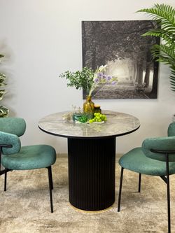 Стол Kenner LD900, черный/керамика мрамор серый глянец