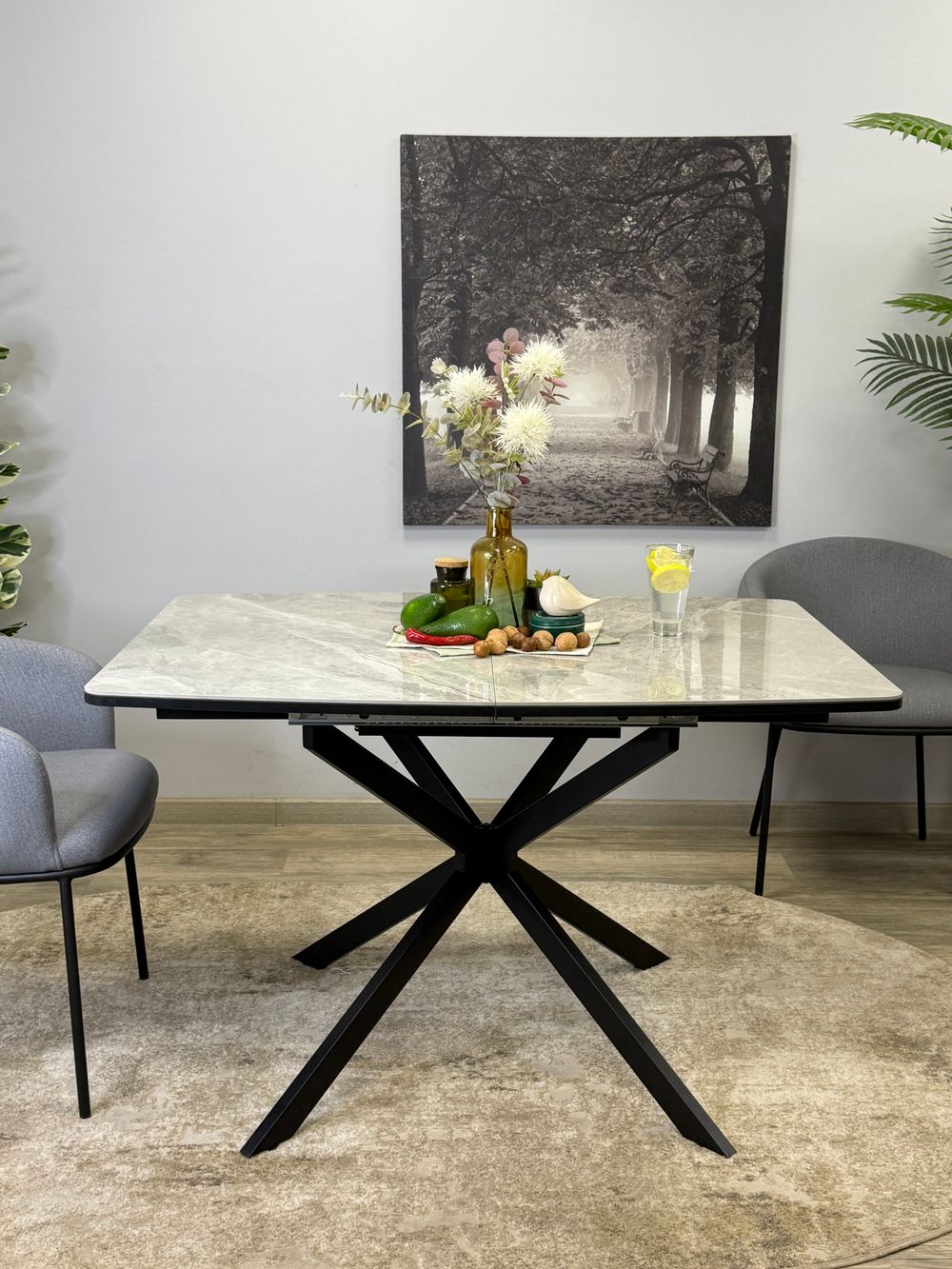 Стол Kenner BR1200, черный/керамика ITALIAN MIDDLE GRAY