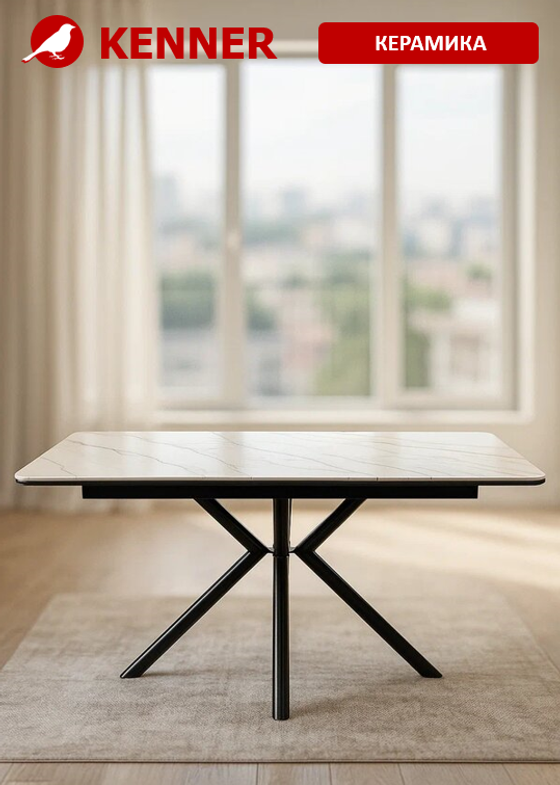 Стол KENNER DM1400 черный/керамика золотая