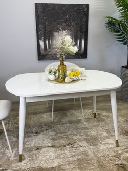 Стол KENNER 1300K белый/стекло белое глянец