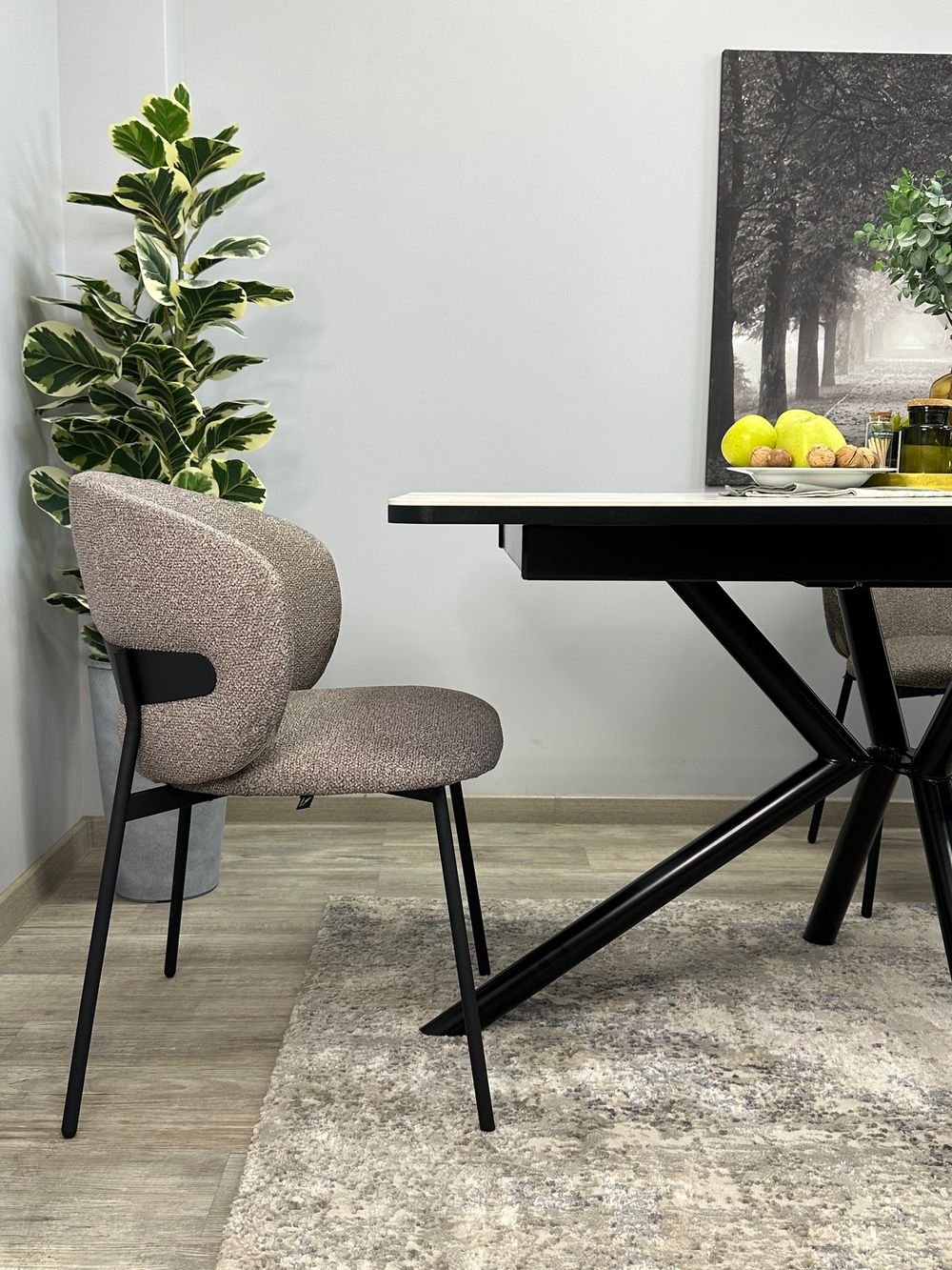 Стол KENNER DM1400 черный/керамика золотая