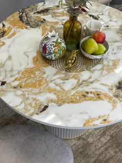 Стол KENNER LD1000 белый/керамика мрамор золотой глянец