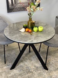 Стол KENNER RR900 черный/керамика мрамор серый глянец