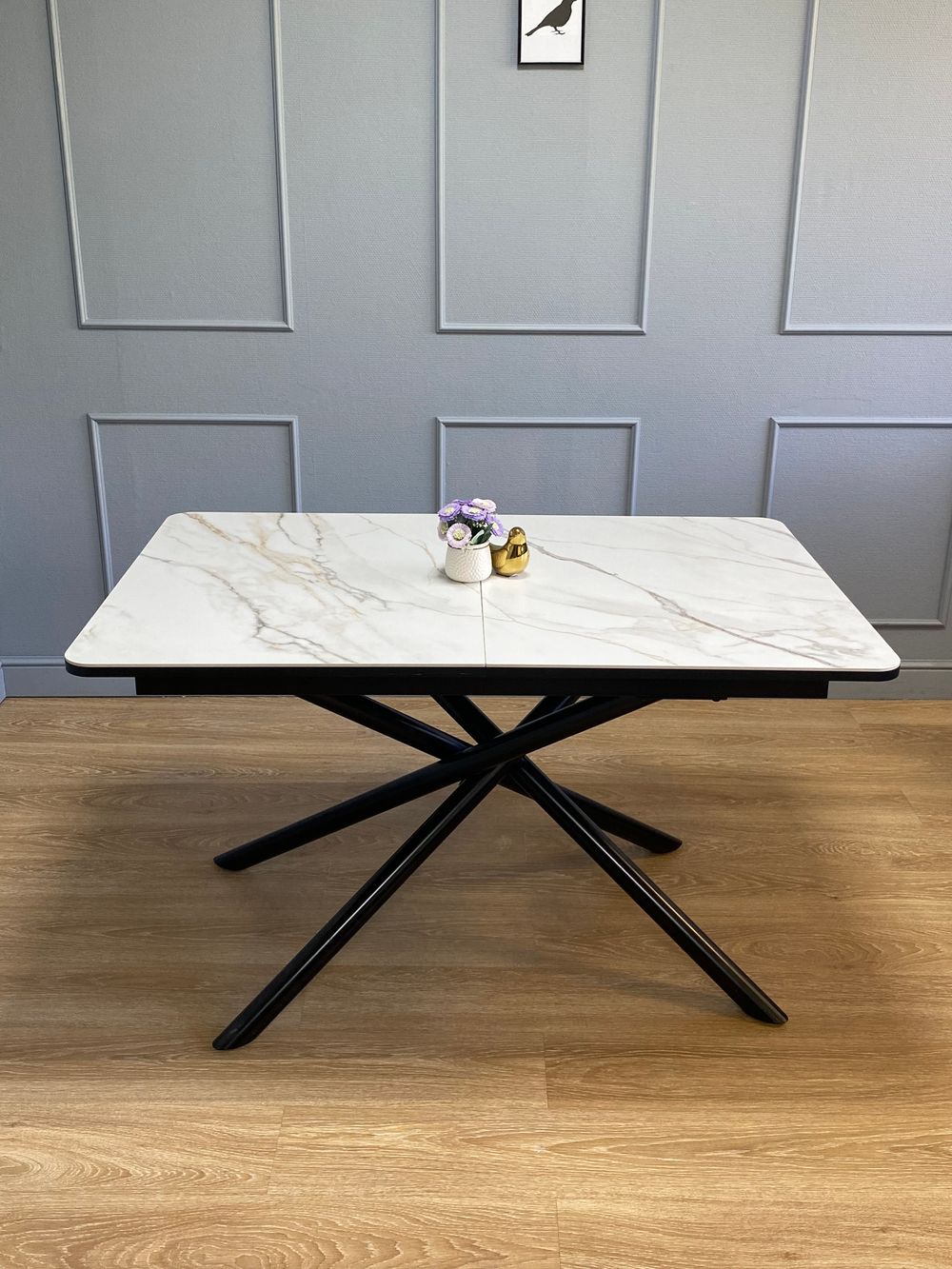 Стол KENNER DK1200 черный/керамика мрамор золотой