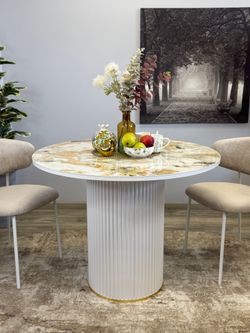 Стол KENNER LD1000 белый/керамика мрамор золотой глянец