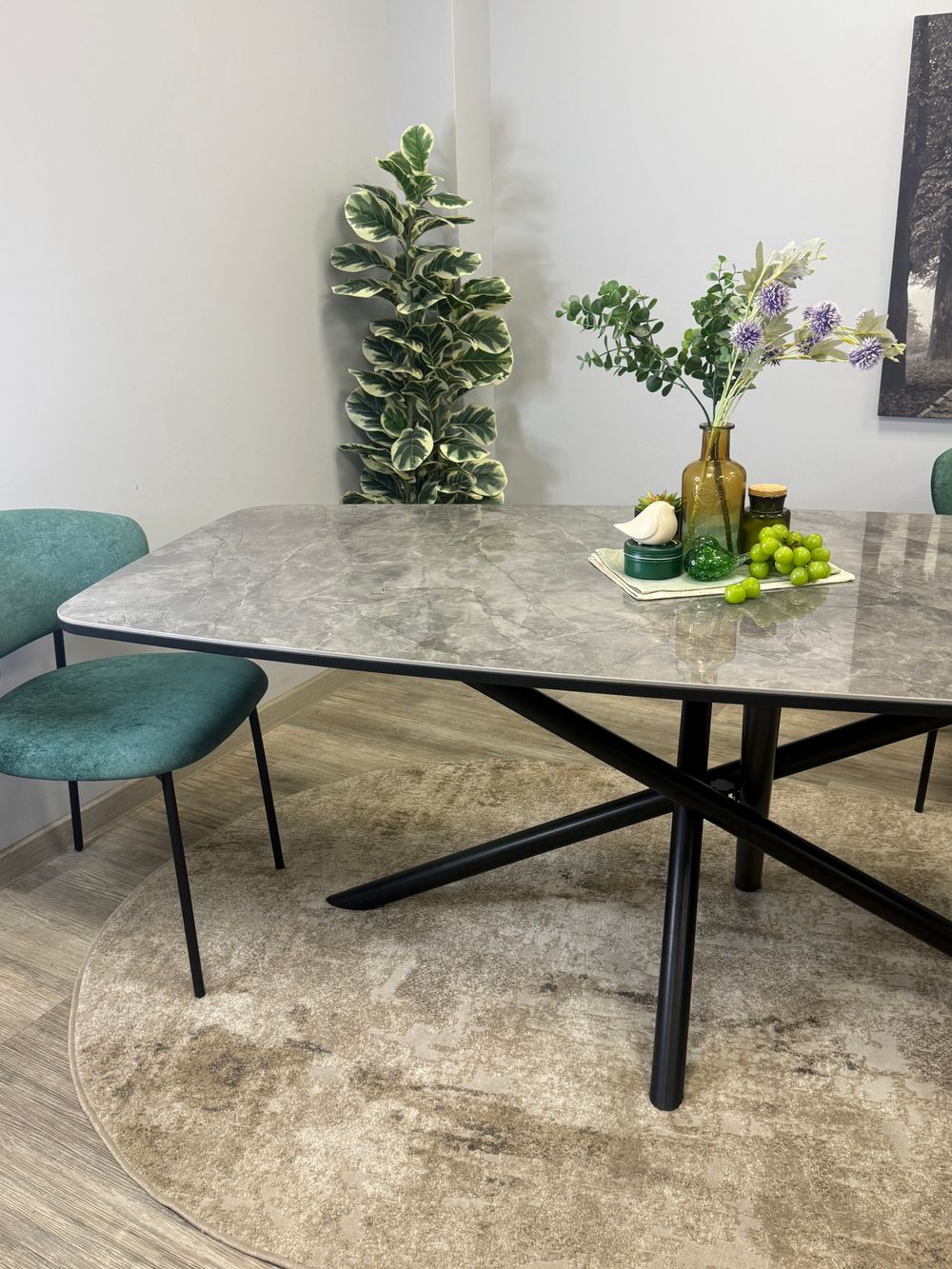 Стол KENNER DF2000 черный/керамика белая глянец