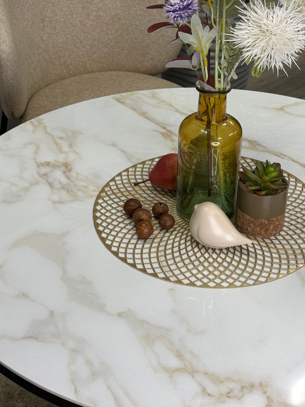 Стол KENNER RR900 черный/керамика мрамор белый глянец