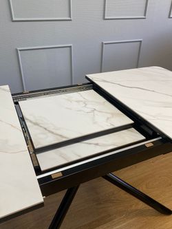 Стол KENNER DK1200 черный/керамика мрамор золотой